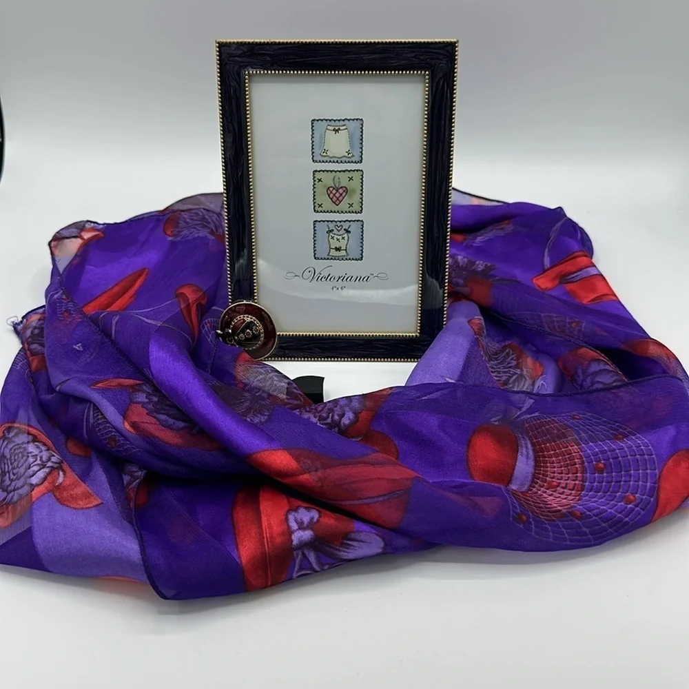 Bundle of Victoriana 4x6 Frame and Purple and Red Scarf- Red Hat Society Designs